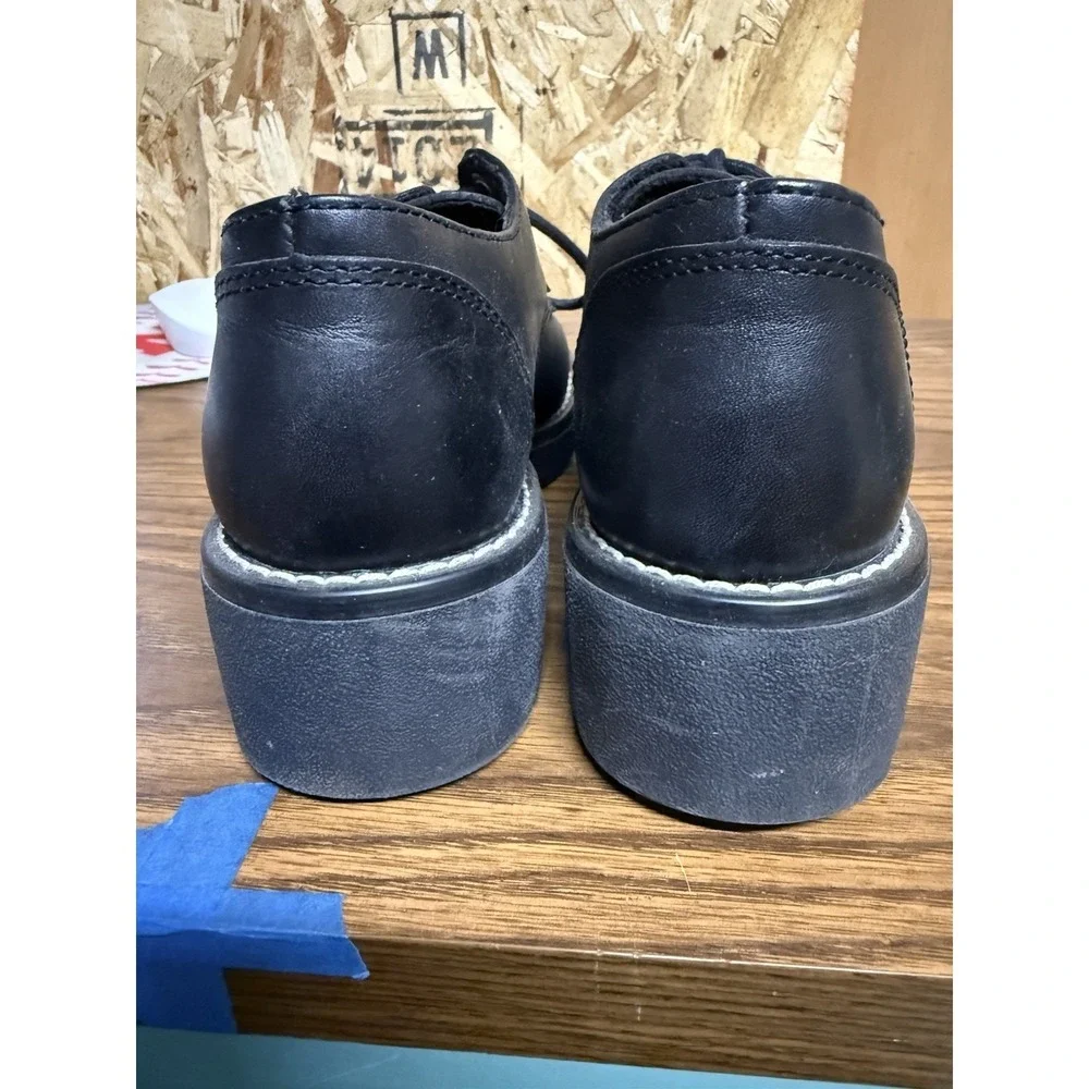 Harley Davidson 81100 Womens 6.5 Black Leather Oxford Platform Shoes Lace Up